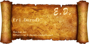 Erl Dezső névjegykártya
